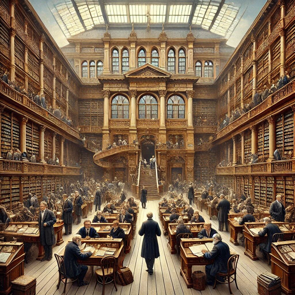 DALL&middot;E 2025-03-06 10.00.21 - A historical scene depicting the founding of the Rumiantsev Library in 1862, later known as the Russian State Library. The image shows a grand neoclas