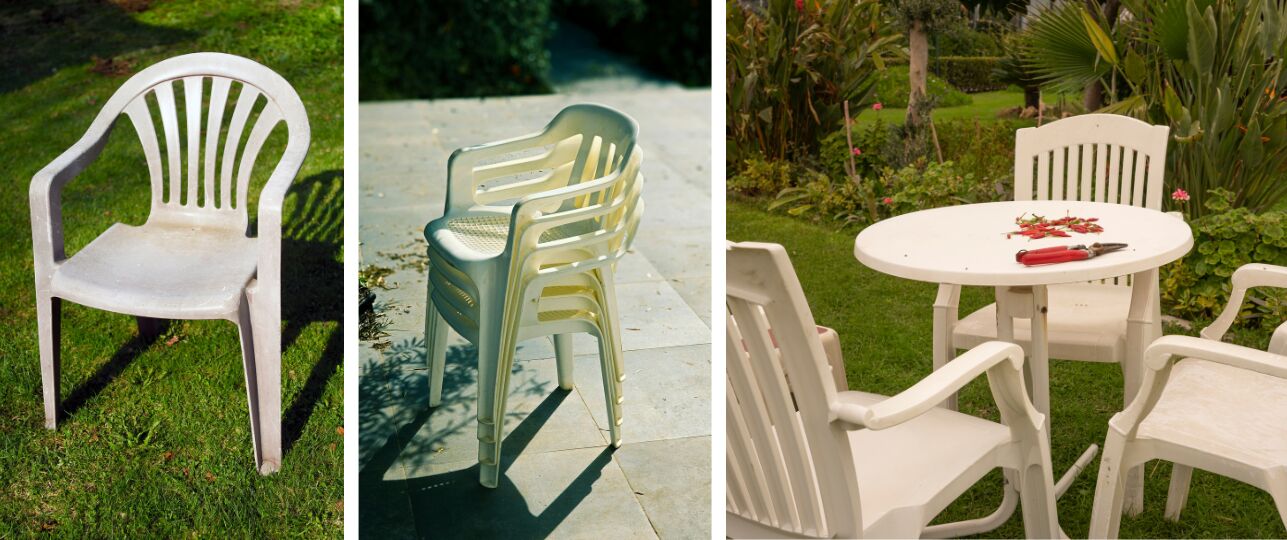 Vergeelde tuinmeubelen schoonmaken