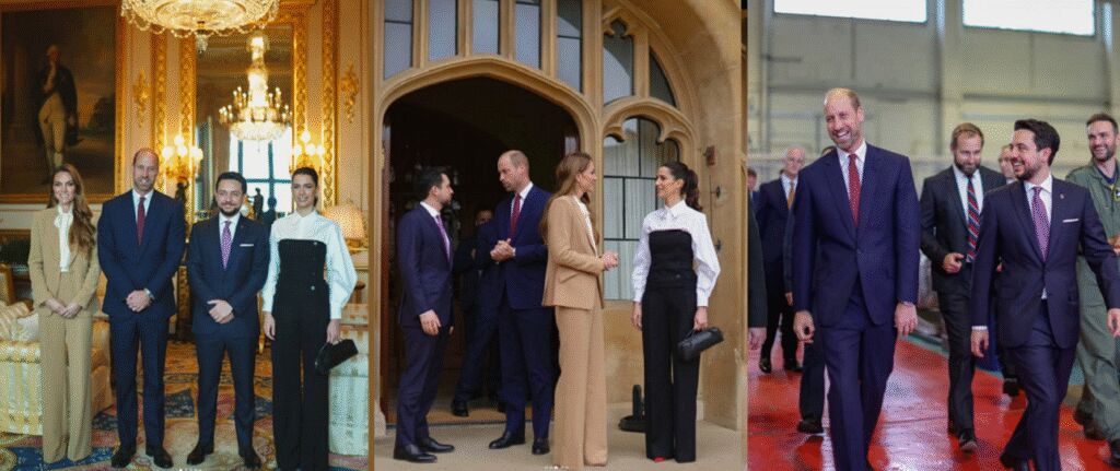 Huidige afbeelding: William en Catherine ontvangen kroonprins Hoessein en kroonprinses Rajwa