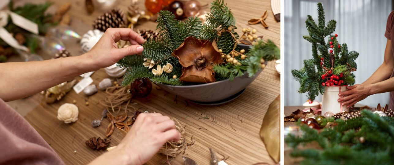 kerststukje maken met groen uit de natuur