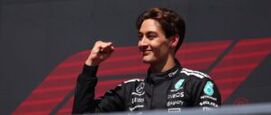 George Russell op het podium
