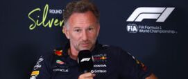 Christian Horner tijdens een persconferentie