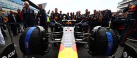 Het team van Red Bull tijdens de Grand Prix van Groot-Brittannië
