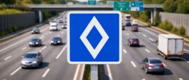 Blauwe ruit nieuw verkeersbord