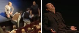Hans Teeuwen zet mannen uit de zaal
