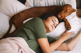 hond of kat in bed