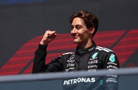 George Russell op het podium