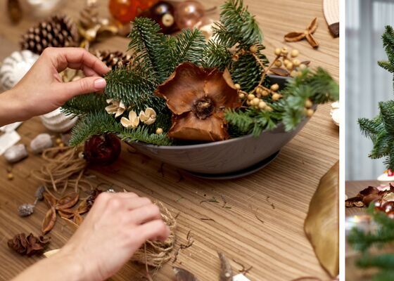 kerststukje maken met groen uit de natuur